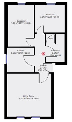 2 bed student flat in York blueprint